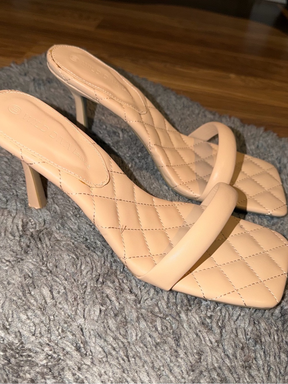 Beige Quilted Strappy High-Heel Sandals